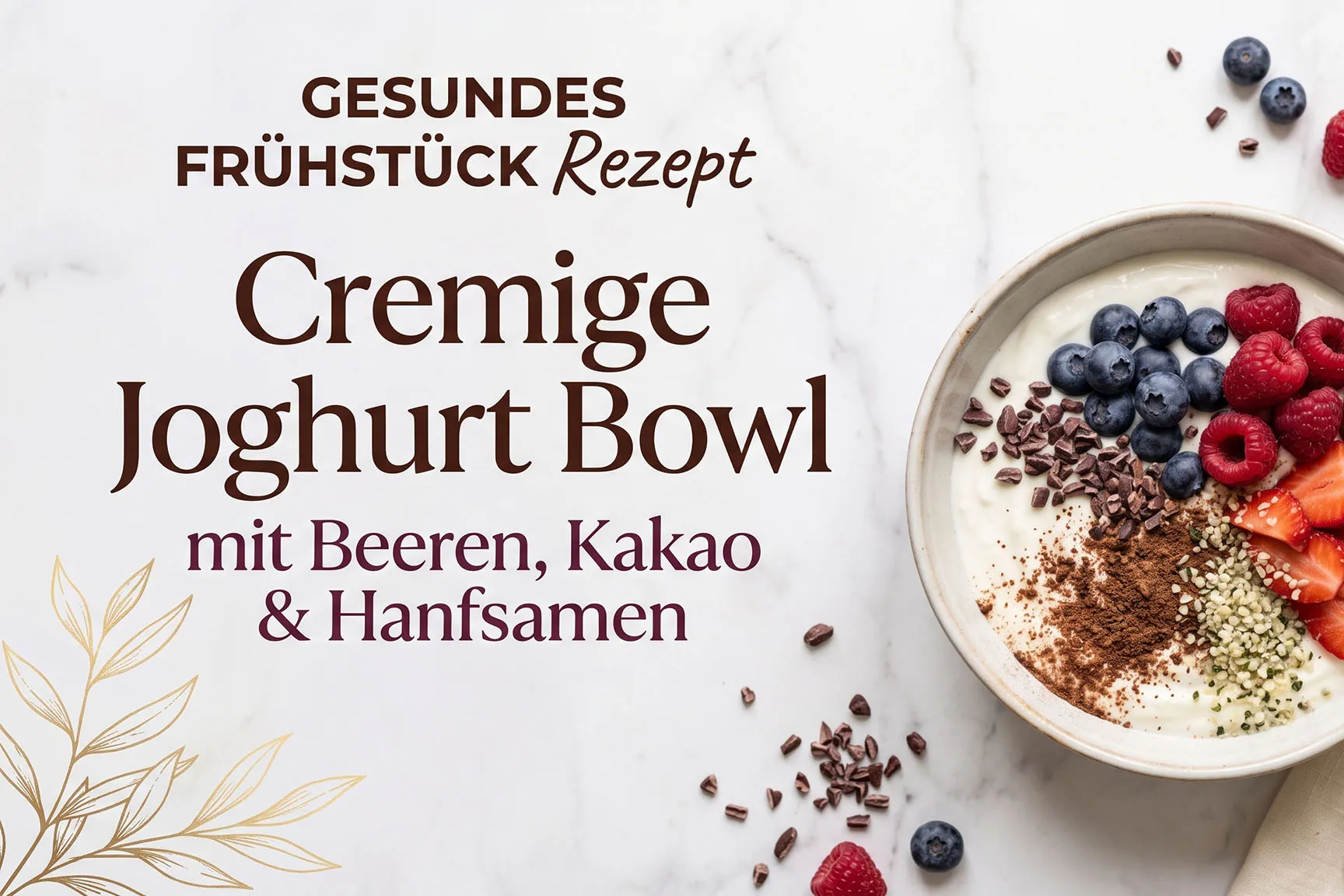 Gesundes Frühstück Rezept Joghurt Bowl mit Beeren & Kakao